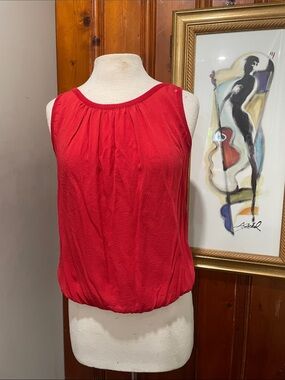 Longchamp Red Sleeveless Gathered-Neck Tank